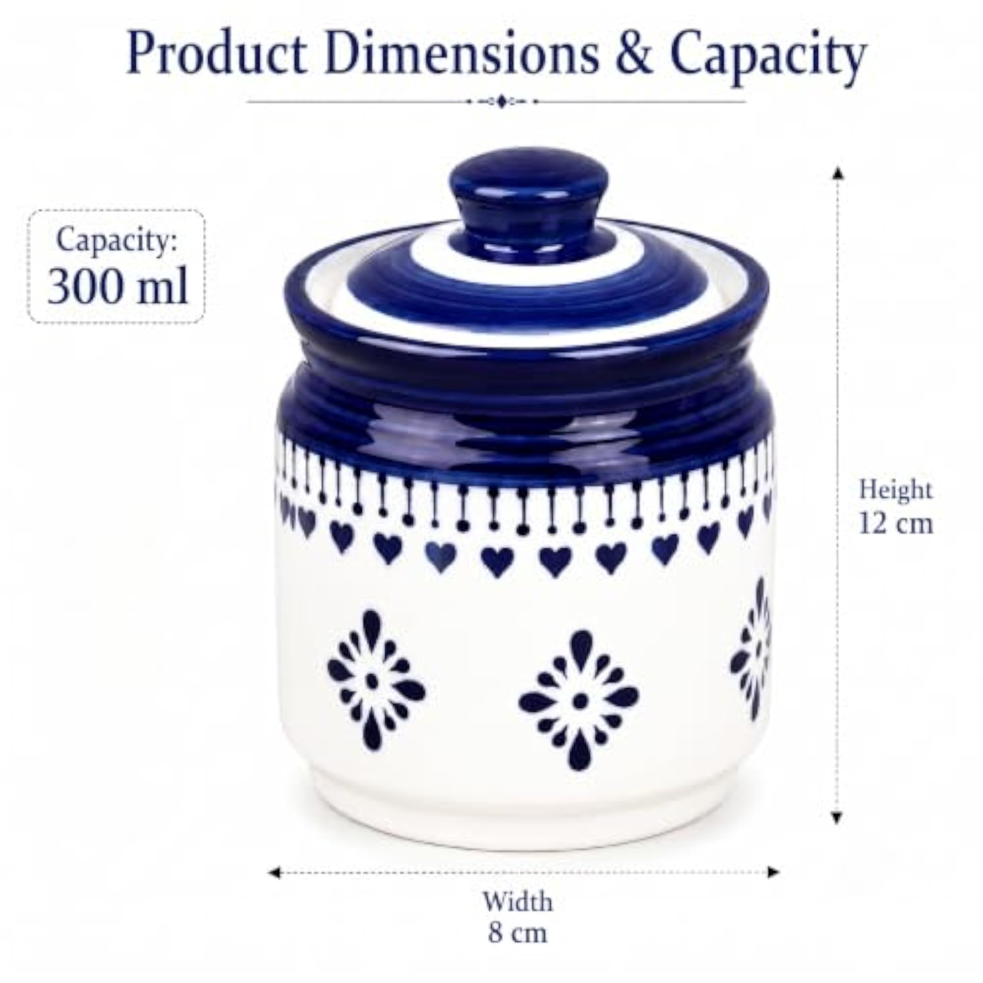 Heart Hand Painted Ceramic Storage Jars Set of 2